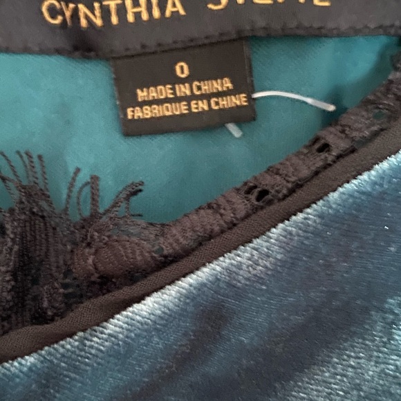Cynthia Stefee Teal Haze Velvet Slip Dress - Picture 6 of 6